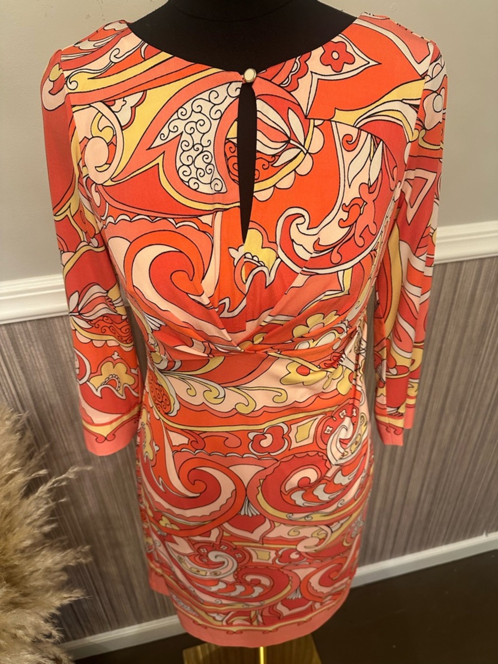 Donna Morgan Retro Paisley Print Shift Dress Size 6 - Picture 4 of 12
